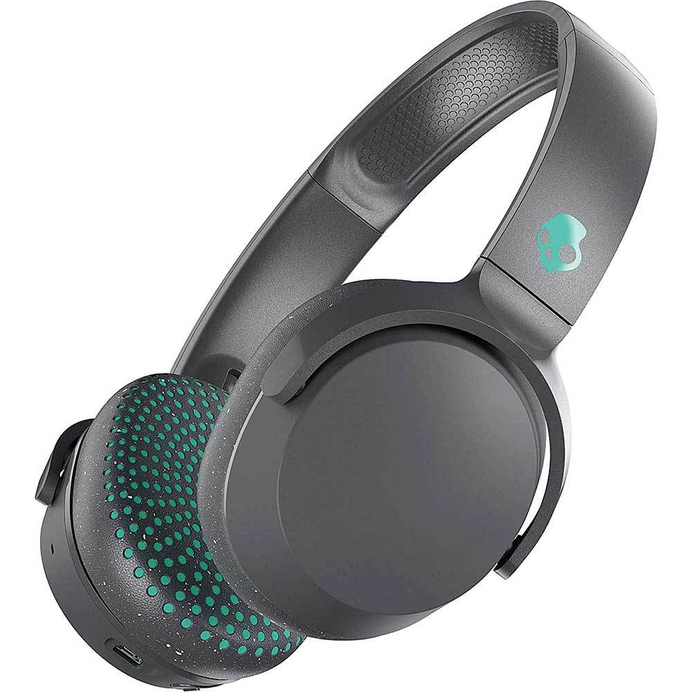 skullcandy riff wireless onear headphones with microphone, bluetooth wireless, rapid charge 10hour battery life, foldable, plush ear cushions with durable headband, gray/speckle/miami