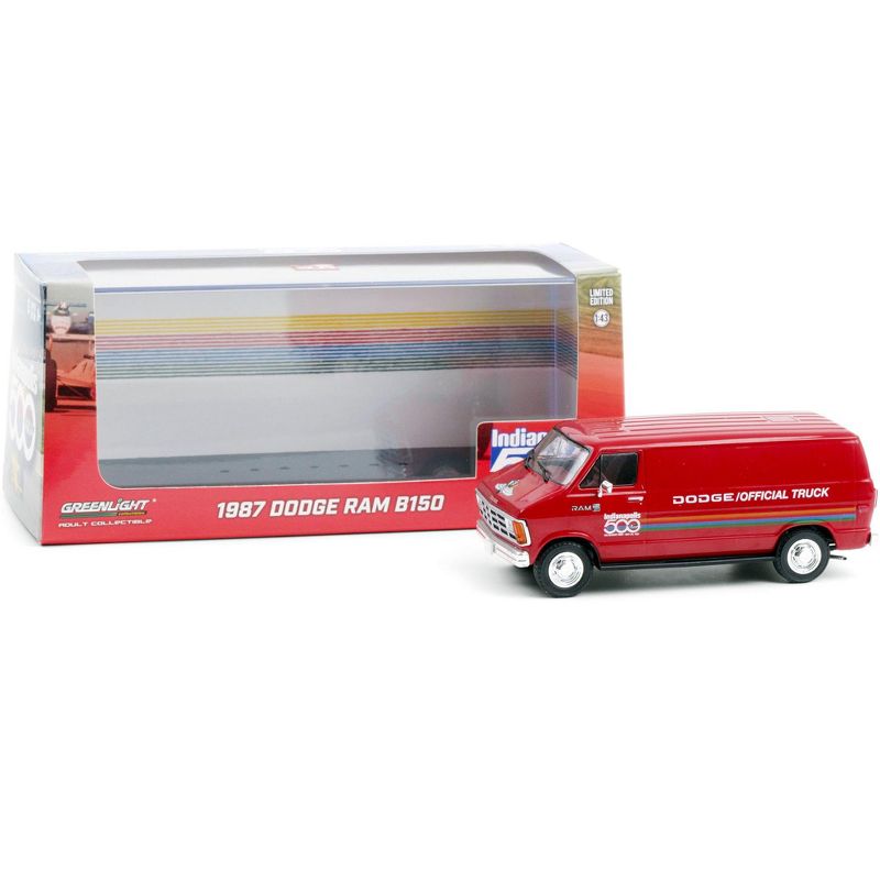 1987 Dodge Ram B150 Van Red with Stripes "71st Annual Indianapolis 500 Mile Race" Official Truck 1/43 Diecast Model by Greenlight