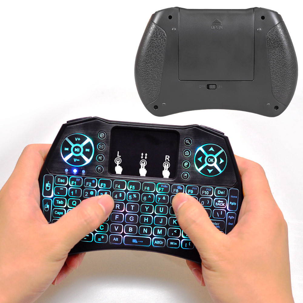 Backlit 2.4GHz Wireless Keyboard Touchpad Mouse Handheld Remote Control 4 Colors Backlight for Android TV BOX Smart TV PC Laptop With lithium battery