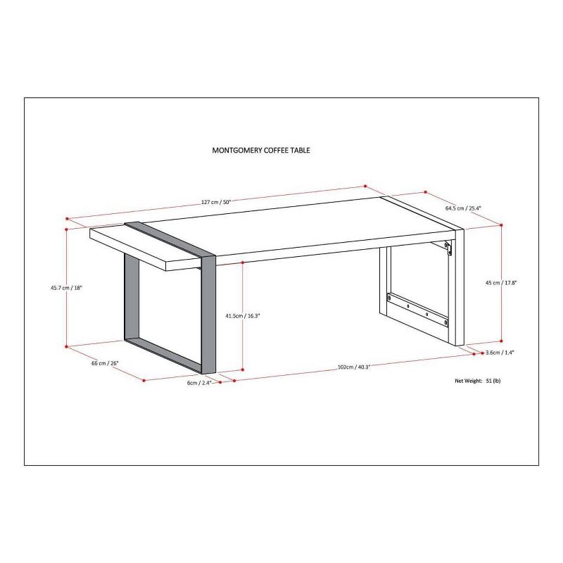 50" Franz Coffee Table Distressed Dark Brown - WyndenHall