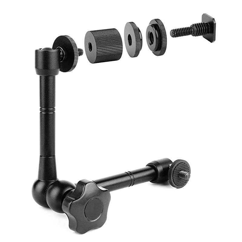 11inch Adjustable Articulating Frction Magic Arm with Large Super Clamp Mount Compatible with DSLR Camera Rig, LCD Monitor, LED Lights, Flash Lights, Microphones, DJI Osmo,Smart Phone