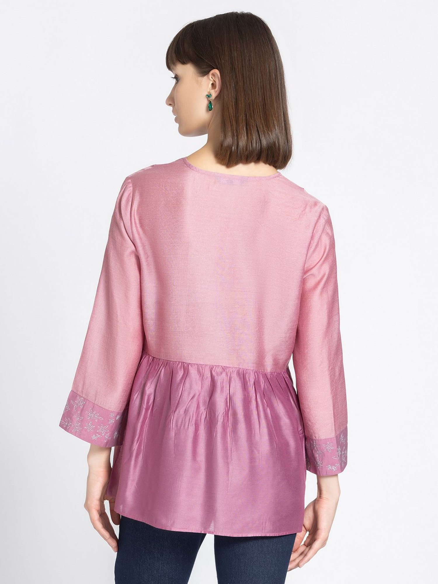 Fusion Beats Light Grey Embroidered A Line Kurta