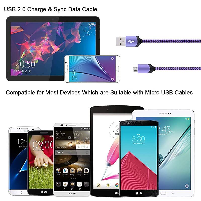 Charging Block, Charger Plug+6ft Micro Cable Android Fast Charger Compatible with Samsung Galaxy S7 S6 Edge J8 J6 J5 J4 J3 J2 J7 V/Sky Pro/Crown/Star/Refine, LG Stylus 3/Stylo 3 2, Kindle fire