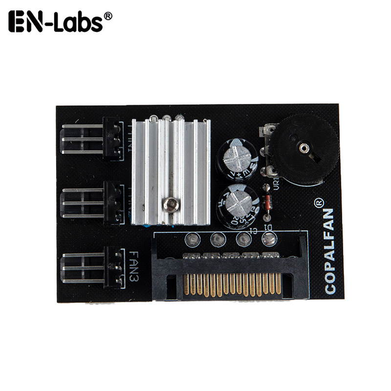 EnLabs TX3CO3S 3 Channel 3 pin 4 pin Computer CPU Cooler Case Fan Speed Controller w/ Rubber Backed Tap for PC Case Internal & Mining Cooling Installation - SATA to 3 x 3pin fan Hub w/ Speed Control