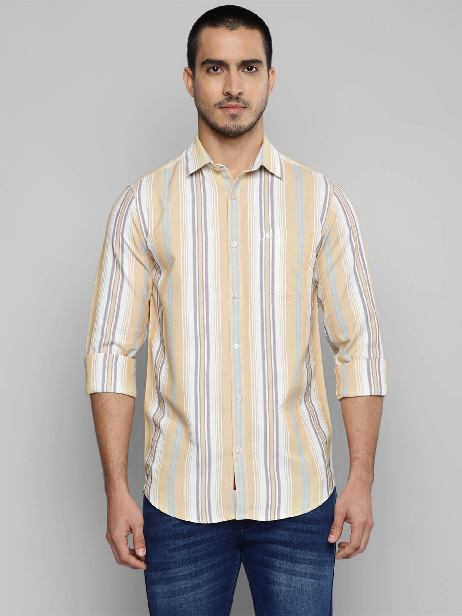 Allen cooper Multicolor Regular Fit Striped Cotton Shirt