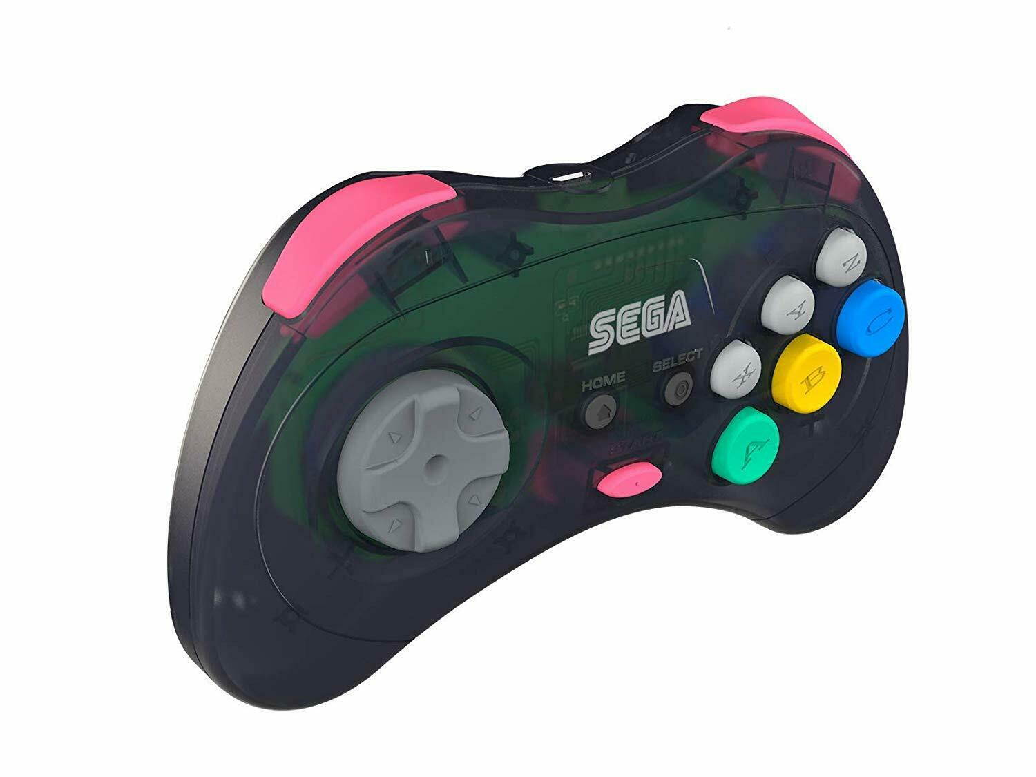 Retro-Bit Official Sega Saturn 2.4 GHz Wireless Controller 8-Button Arcade Pad for Sega Saturn, Sega Genesis Mini, Nintendo Switch, PS3, PC, Mac - Includes 2 Receivers & Storage Case - Slate Gray