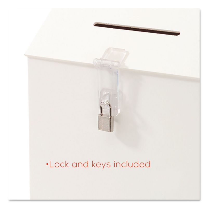 Deflecto Plastic Suggestion Box with Locking Top 13 3/4 x 3 5/8 x 13 White 79803