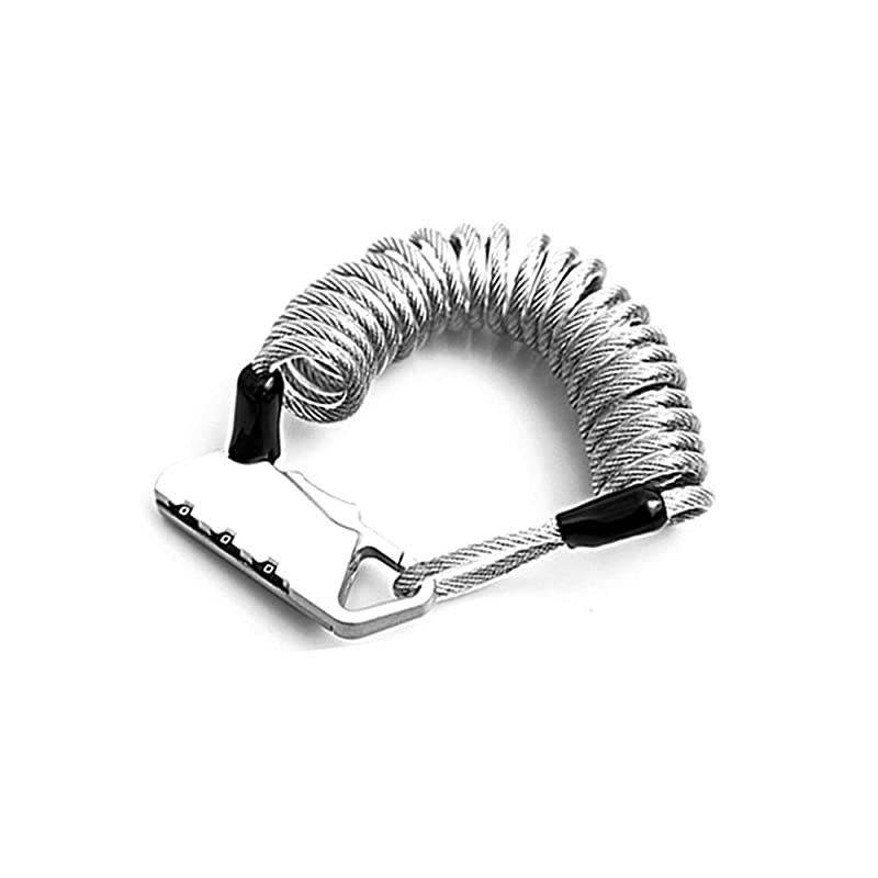 Cycling Spring 3 Digit Combination Lock, Portable Bicycle Anti-Theft Helmet Cable Lock (Silver)