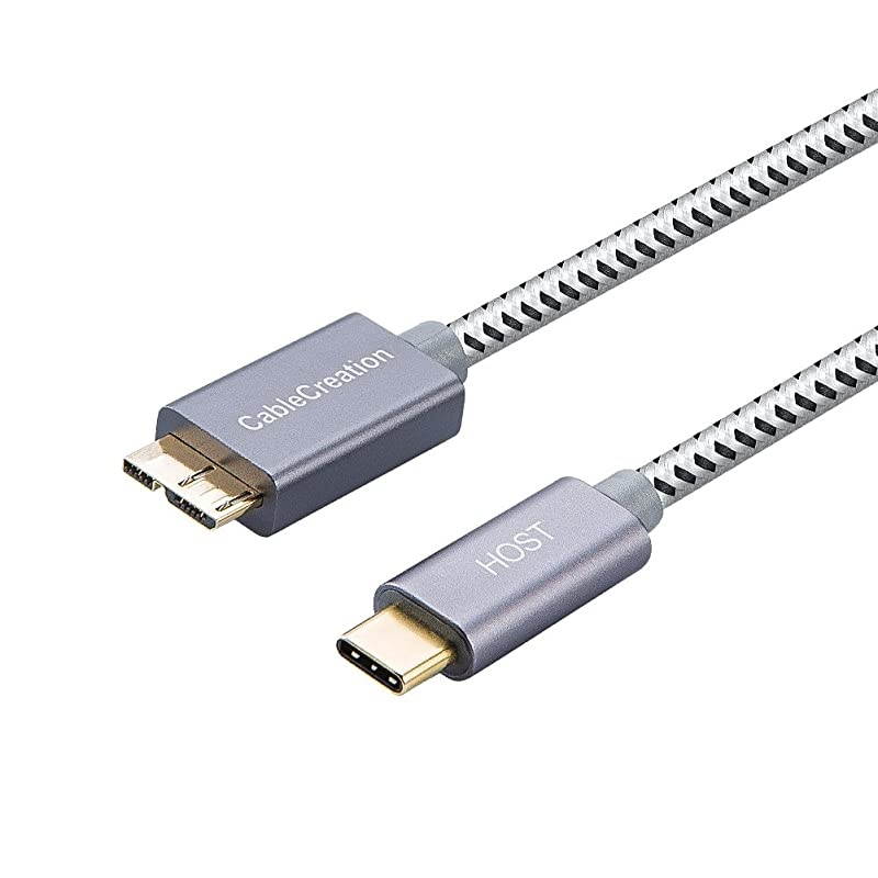 C to MicroB 30 Gen 210G CableCreation 1ft 31 Type C Cable Braided Compatible with MacBook Pro HDD External Hard Driver amp Samsung S10S9S8 03M Gray