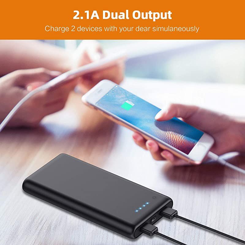 Charger Power Bank 25800mAh Huge Capacity External Battery Pack Dual Output Port with LED Status Indicator Power Bank for iPhone Samsung Galaxy Android PhoneTablet etcBlack