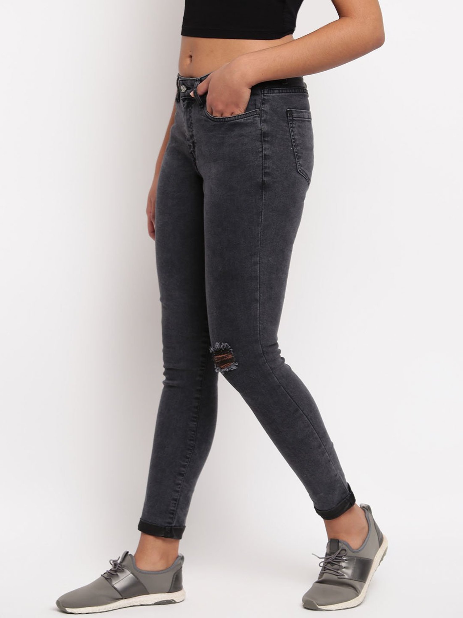 Tales & Stories Black Distressed Jeans