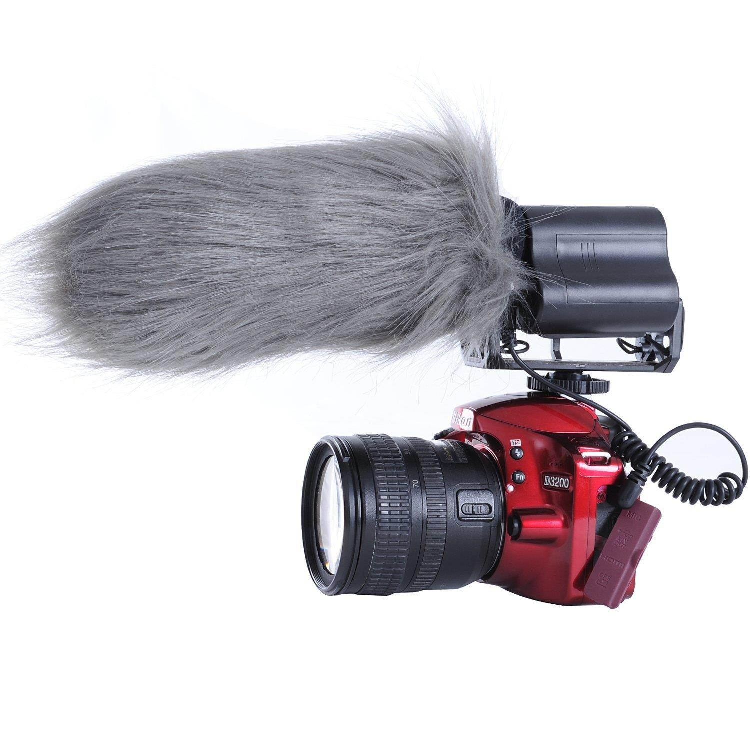 Movo WS3 Furry Outdoor Microphone Windscreen Muff for Large Shotgun Microphones up to 7" X 55mm (L x D) - Fits the Rode Videomic, TAKSTAR SGC-598 & Similar Mics