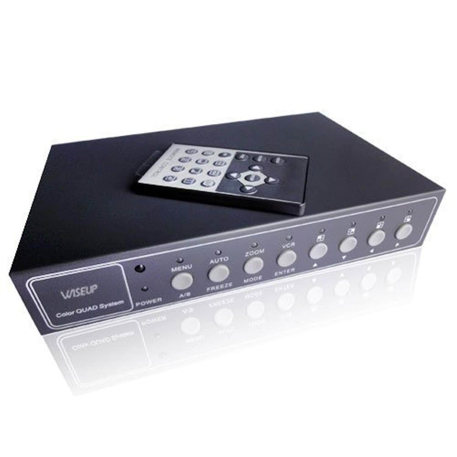 wiseuptm 4ch realtime color video quad splitter cctv security mulitplexer processor osd menu with audio