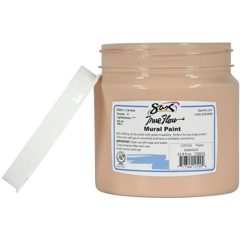 Sax True Flow Acrylic Mural Paint, 33.8 oz Plastic Container, Peach