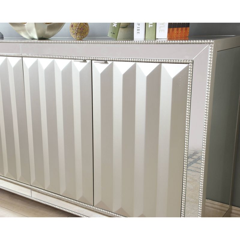 Bordeaux 4 Door Media Credenza Mirrored - Treasure Trove Accents