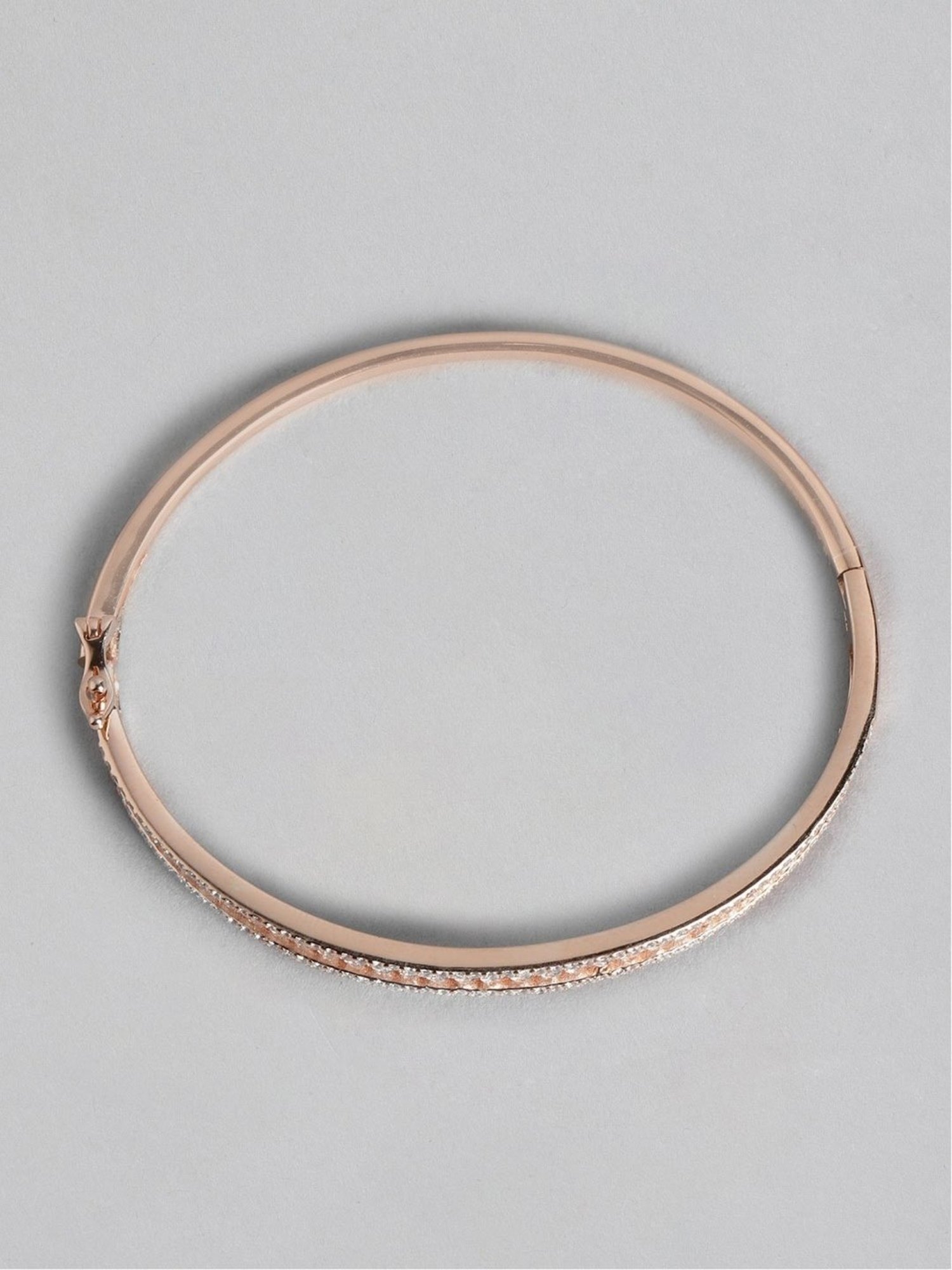 Zavya CZ Rose Gold-Plated 92.5 Sterling Silver Kada Bracelet