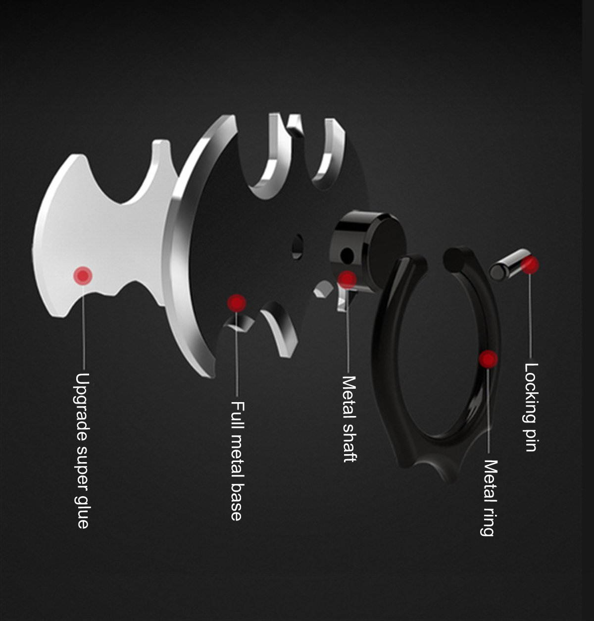 9pcs Bat Phone Ring Holder, Batman Universal 360&deg; Rotation Cellphone Metal Stand Finger Grip Kickstand, Finger Holder Mount for iPhone, iPad, Samsung