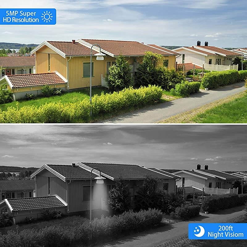 PTZ WiFi Camera Outdoor, Super HD IP Camera, 5X Zoom Security Camera, 200ft Night Vision, 2-Way Audio, Motion Detection Alarm, IP66 Waterproof, Support ONVIF, 128G SD Card Slot, Auto-Tracking