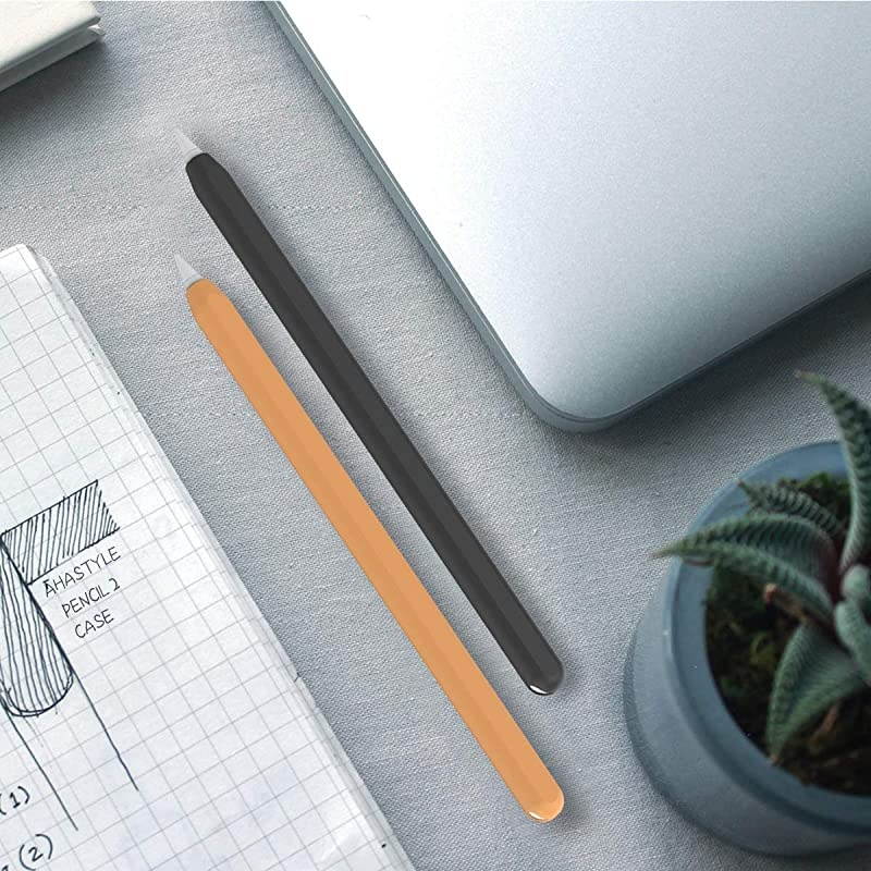 Ultra Thin Case Silicone Skin Cover Compatible with Apple Pencil 2nd Generation iPad Pro 11 129 inch2 Pack Black amp Orange