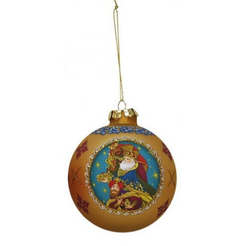 Mark Roberts Products 3.25" Red Glass Religious Three Wise Men Nativity Glass Ball Christmas Ornament (80mm)