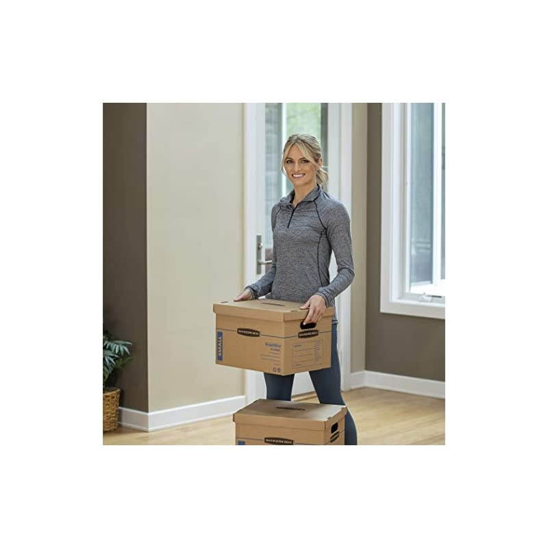 SmoothMove Classic Moving Boxes, Tape-Free Assembly, Easy Carry Handles, Small, 15 x 12 x 10 Inches, 15 Pack (7714209),Brown