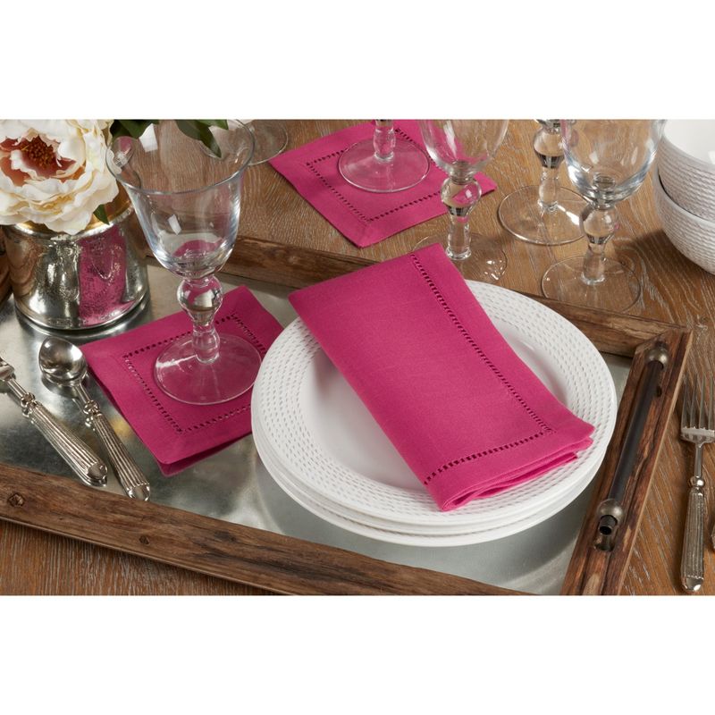 Saro Lifestyle Cocktail Napkin With Hemstitch Border Design (Set of 12)