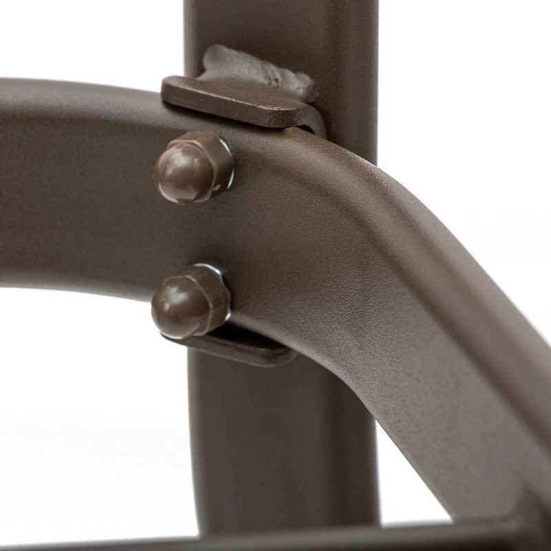 Square Patio Bar Height Table with Tempered Glass Top & Umbrella Hole - Brown - Crestlive Products