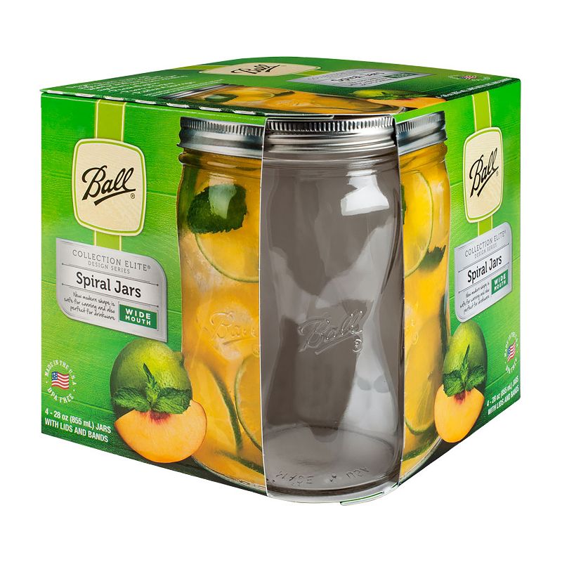 Ball 4ct 28oz Collection Elite Spiral Canning Jar with Lid and Band - Wide Mouth