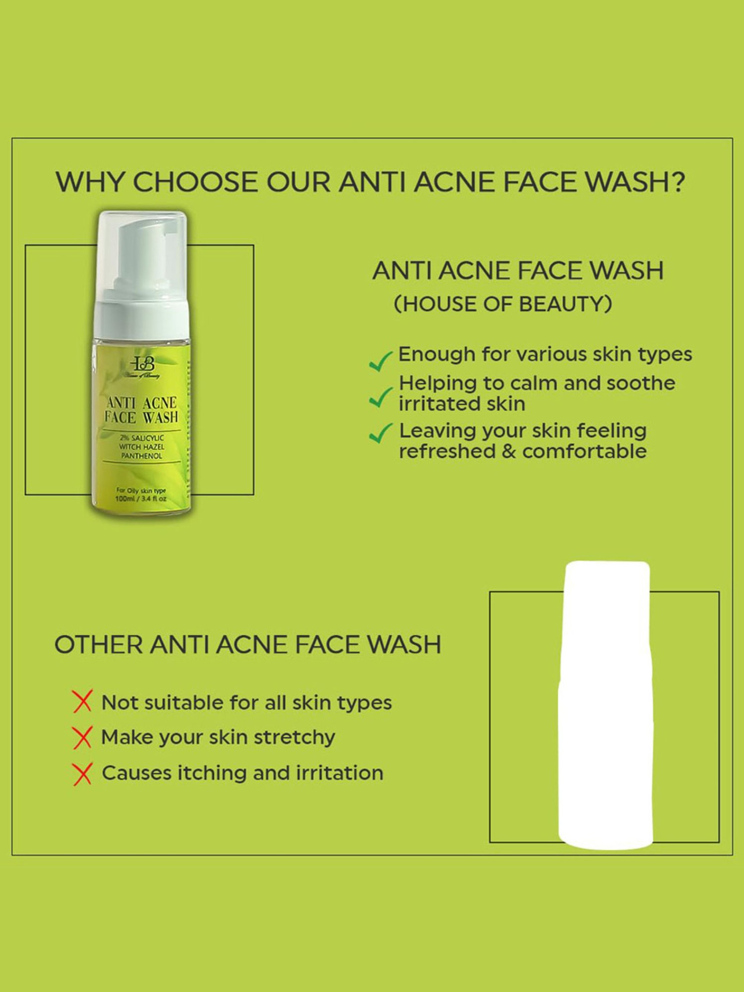 House of Beauty Anti Acne Face Wash - 100 ml