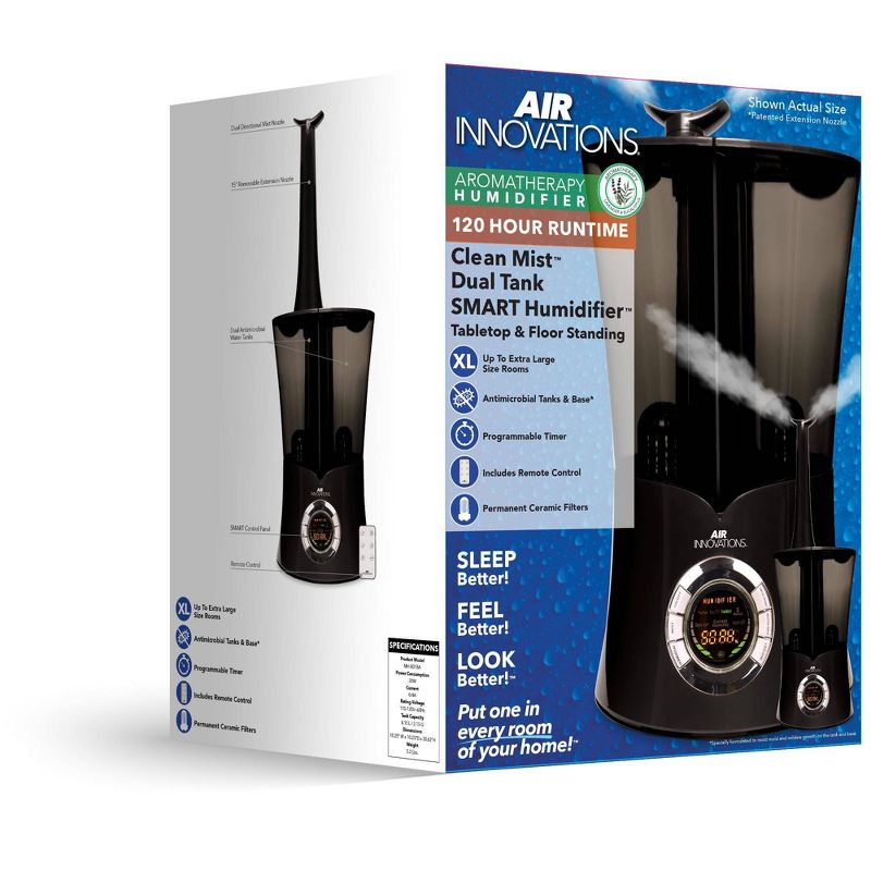 Air Innovations 2.15 Gal Ultrasonic Cool Mist Humidifier with Aroma Tray Black