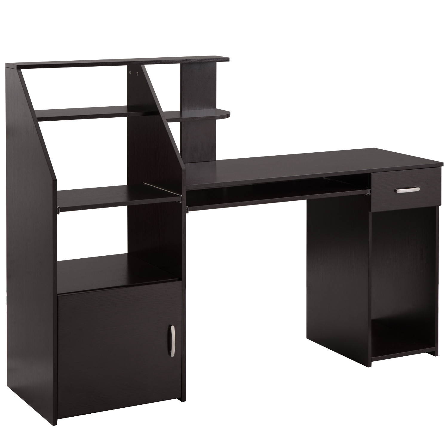 Multi-Functions Computer Desk with Cabinet Espresso