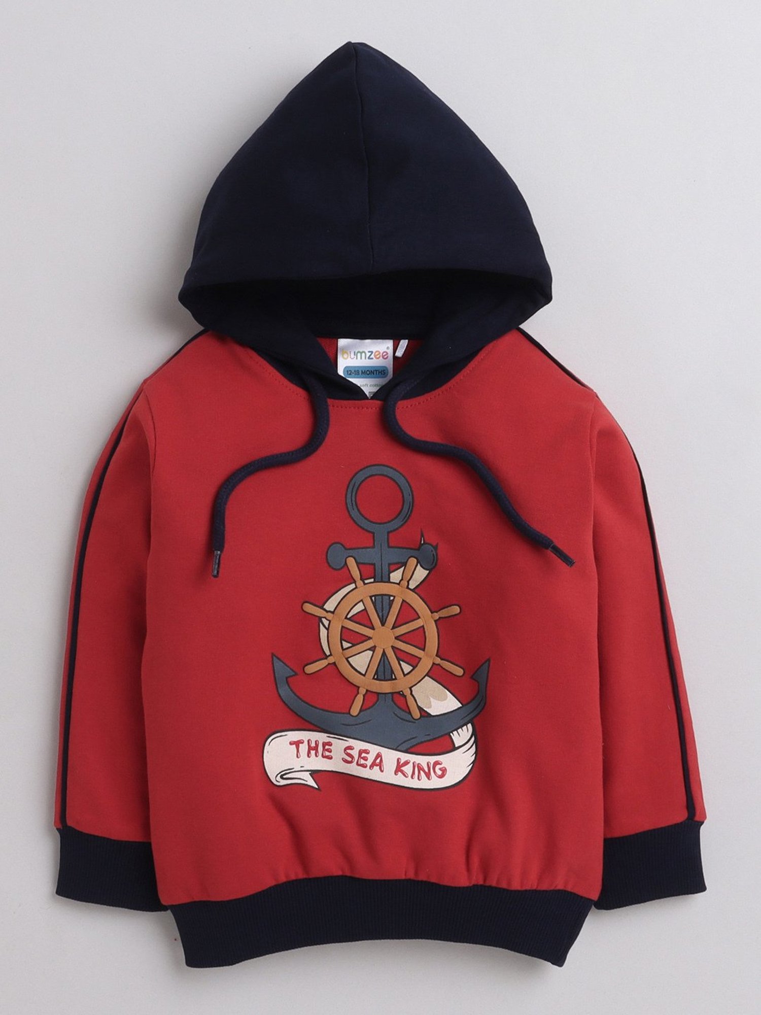 Bumzee Kids Red Printed Full Sleeves Sweatshirt