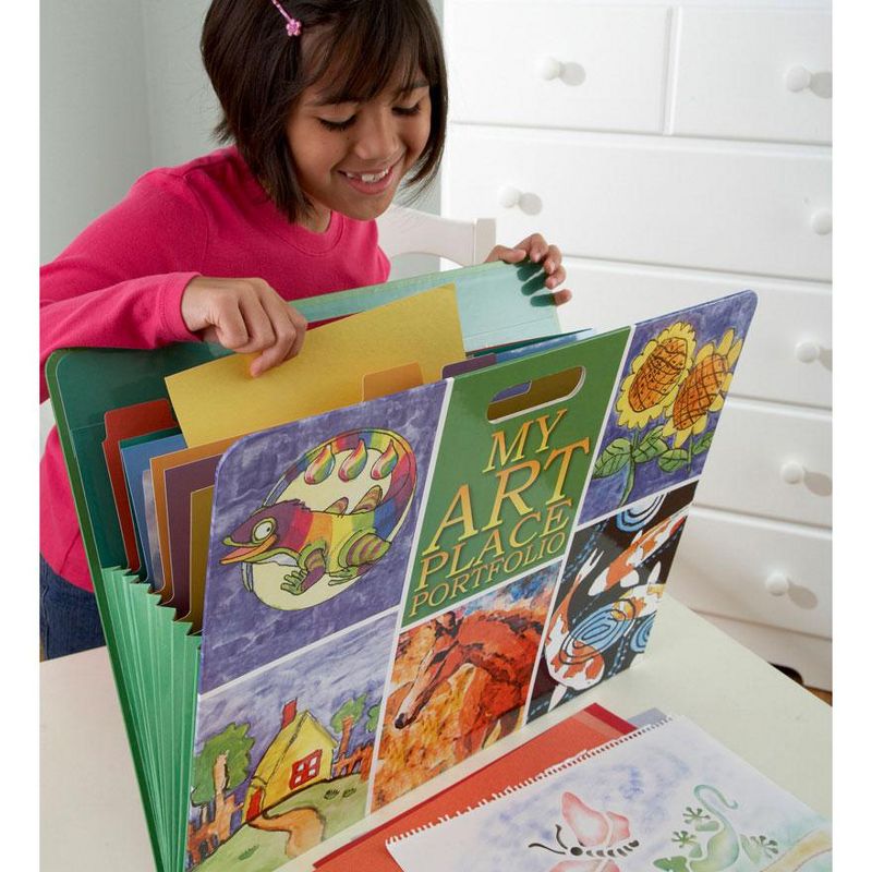My Art Place Expandable Color-Tabbed Portable Art Storage Portfolio with Decorative Frame, 19" x 15 1/4 "