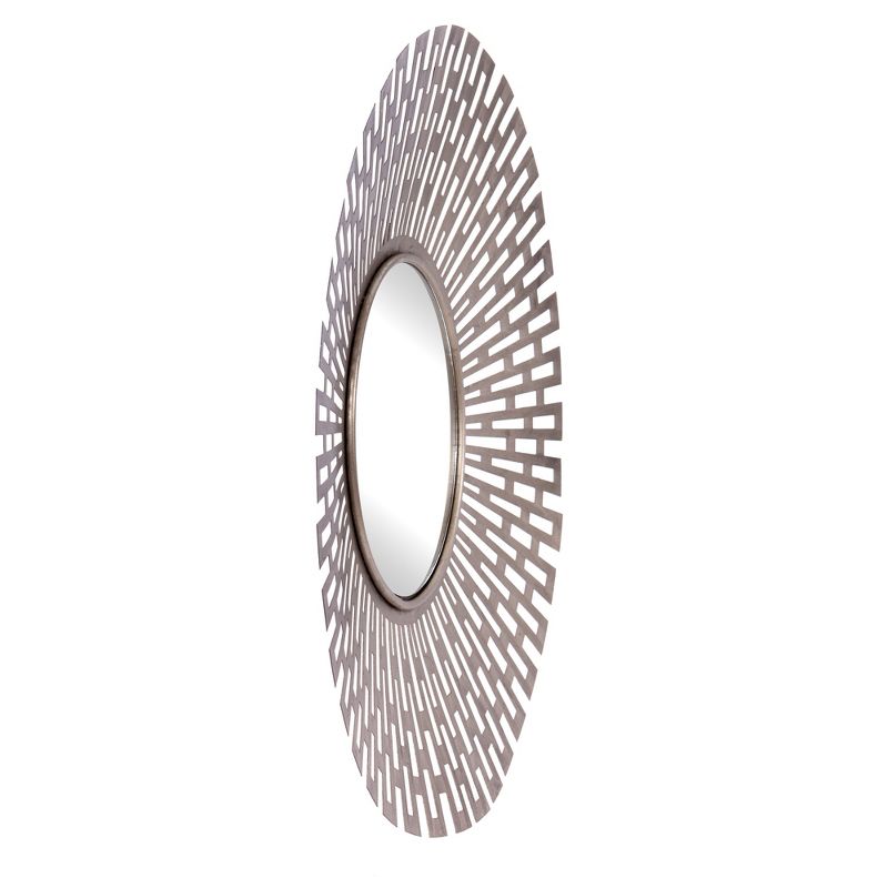 27.75"x27.75" Champagne Round Geometric Sunburst Decorative Wall Mirror Gold - Patton Wall Decor