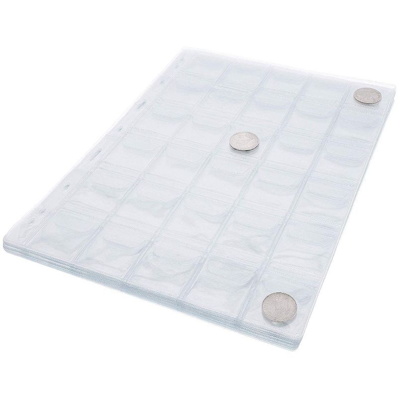 Juvale 20 Sheets Clear Plastic Coin Collection Holder Binder Sleeve Pages, 30 Pockets, 8.3"x11.2"
