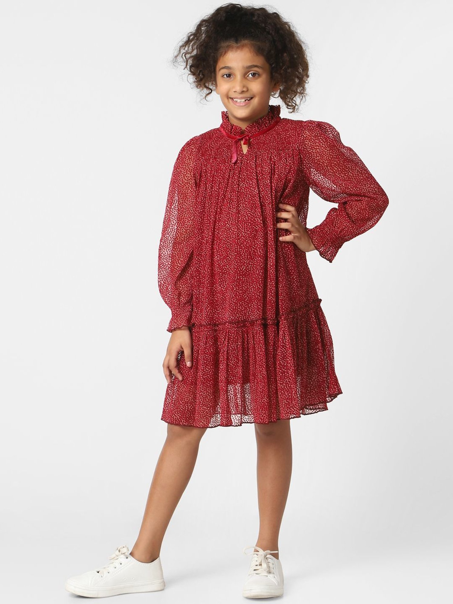 KIDS ONLY Biking Red Printed Full Sleeves Dress