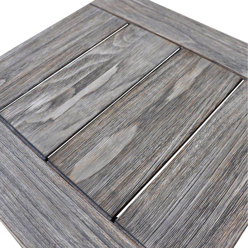 Teak Modern North Shore Outdoor Side Table - Driftwood Gray - Courtyard Casual