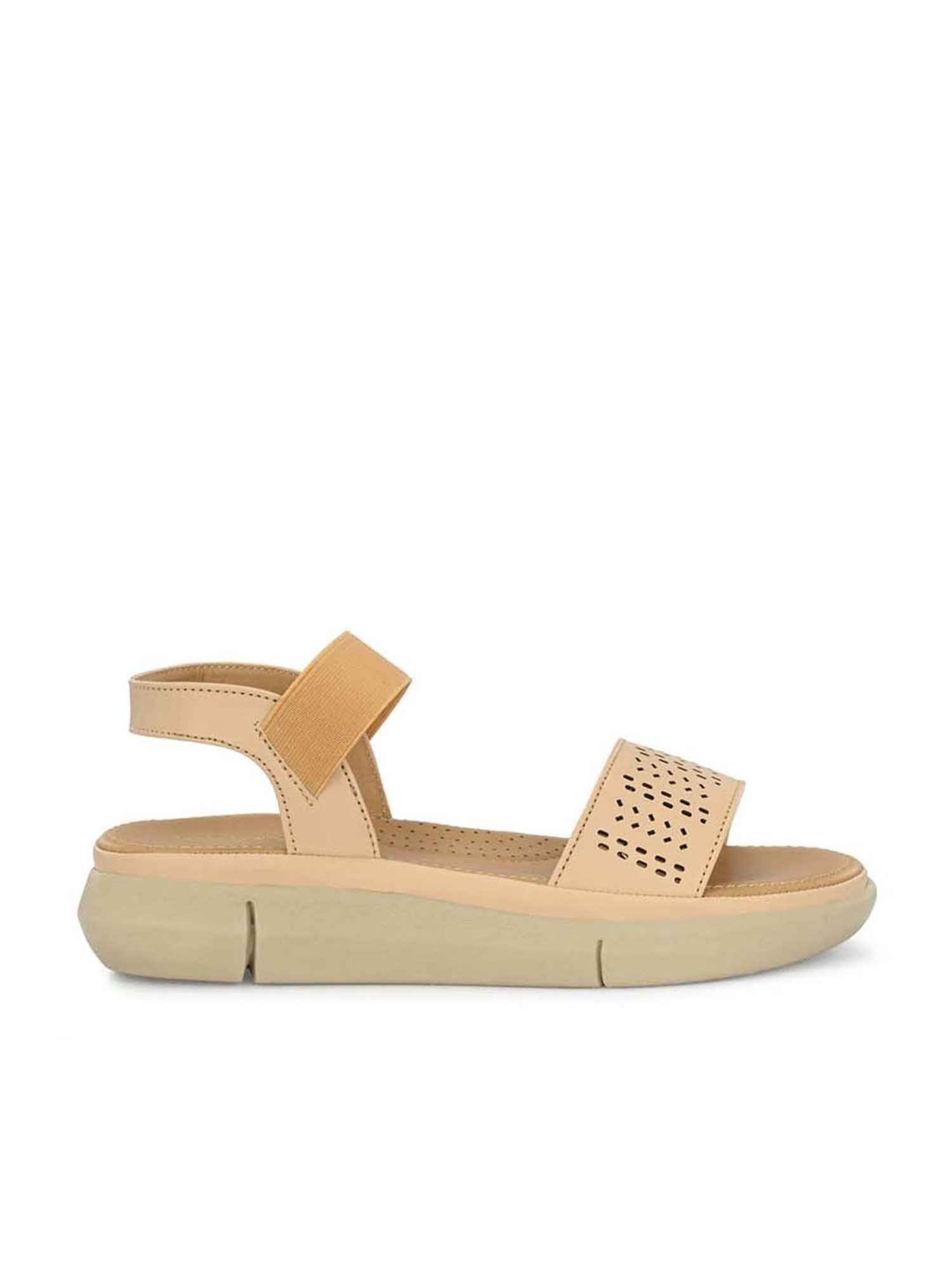 Clog London Women's Beige Ankle Strap Wedges