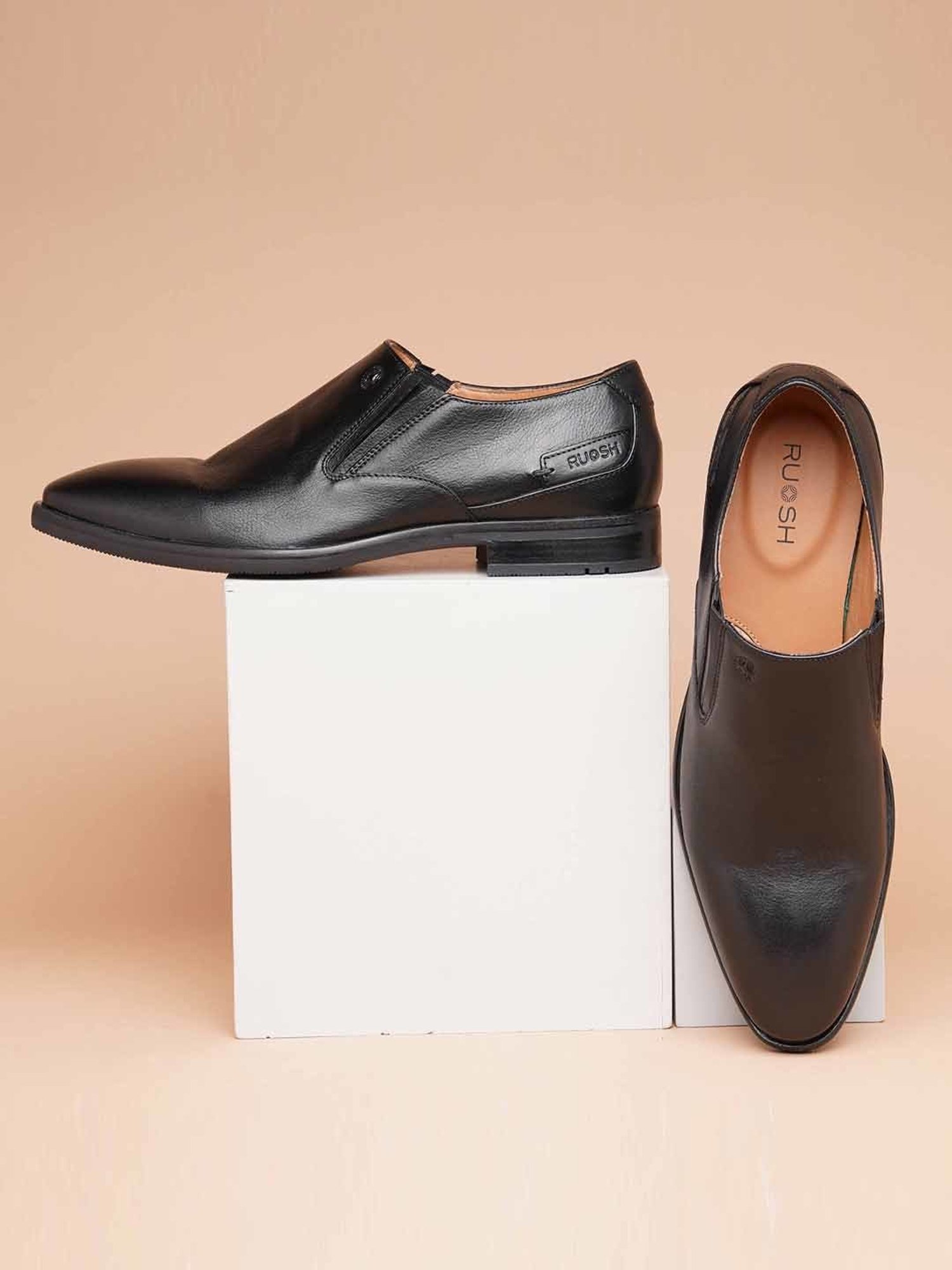 Ruosh Men's Black Formal Loafers