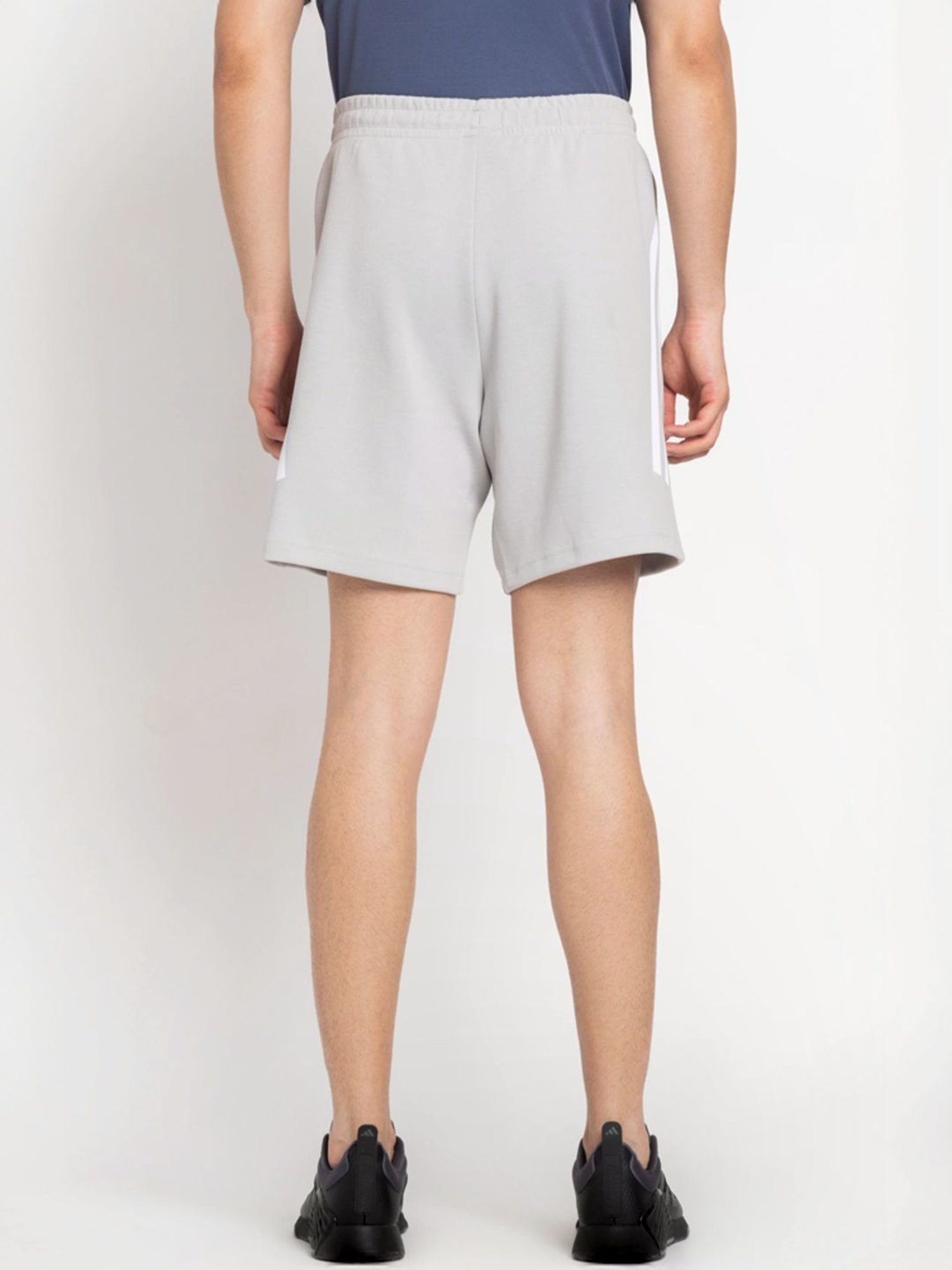 Adidas Grey Regular Fit Striped Sports Shorts