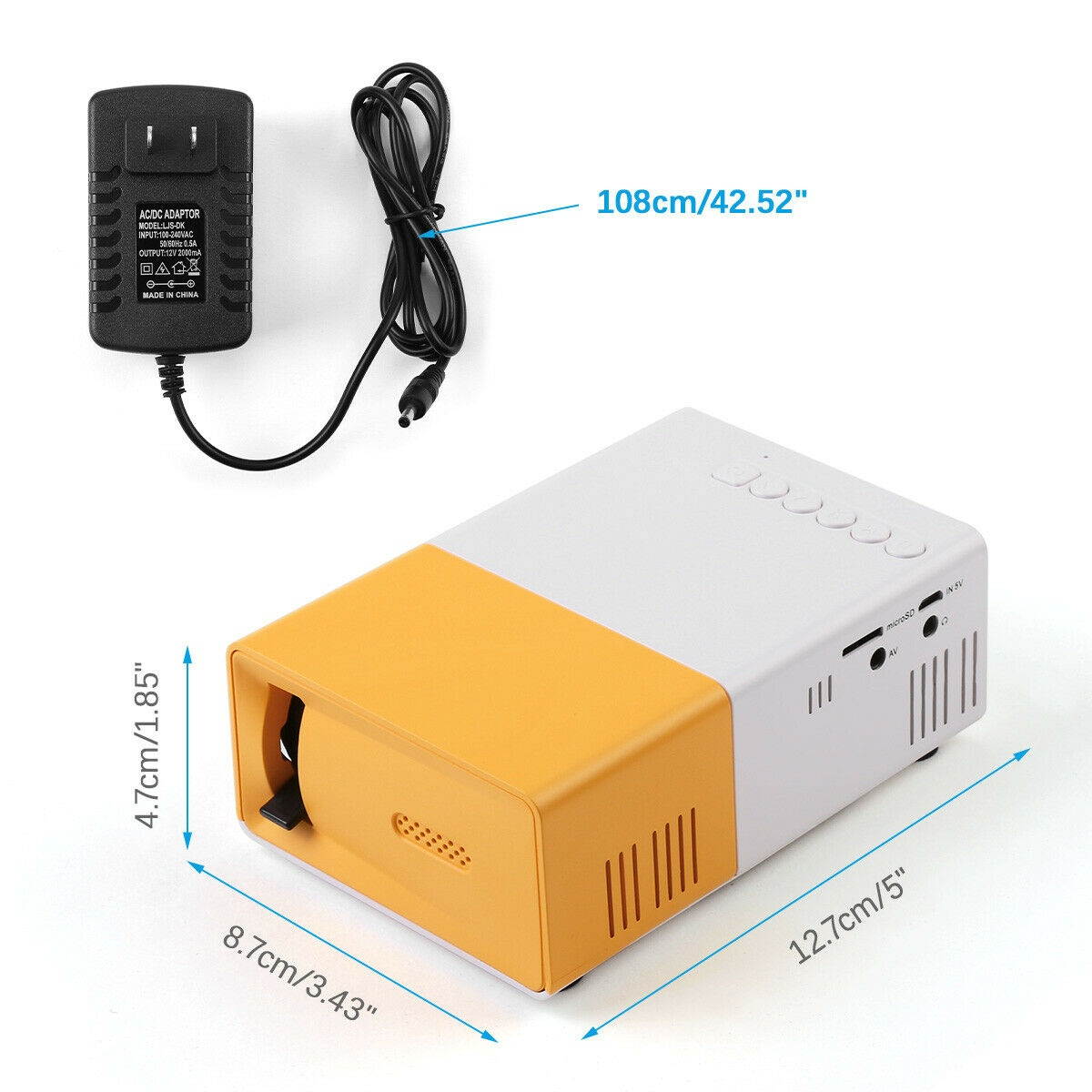 YG300 Portable Mini LED Projector HD 1080P Home Theater Cinema USB HDMI AV SD US