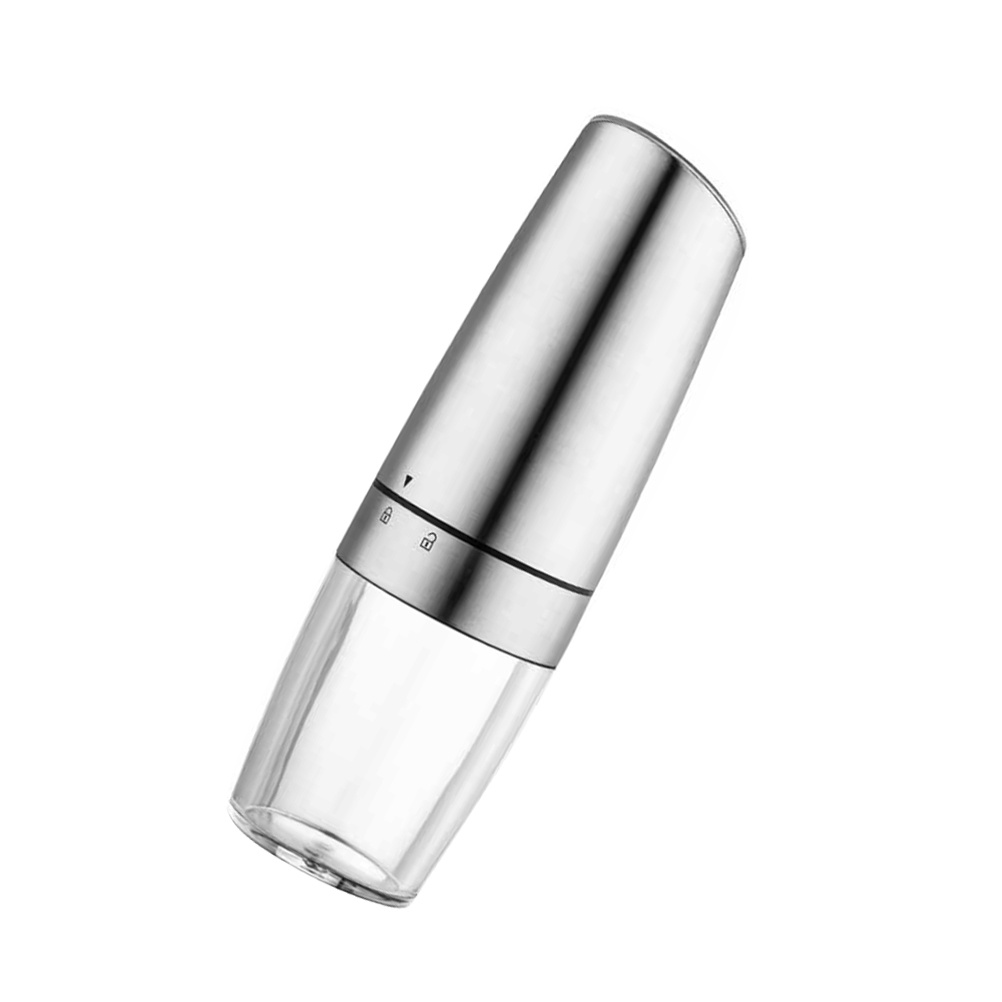 Stainless Steel Pepper Grinder Sensor Electronic Salt Shaker Salt Pepper Mill without Battery for Kitchen Restaurant Party (Silver)