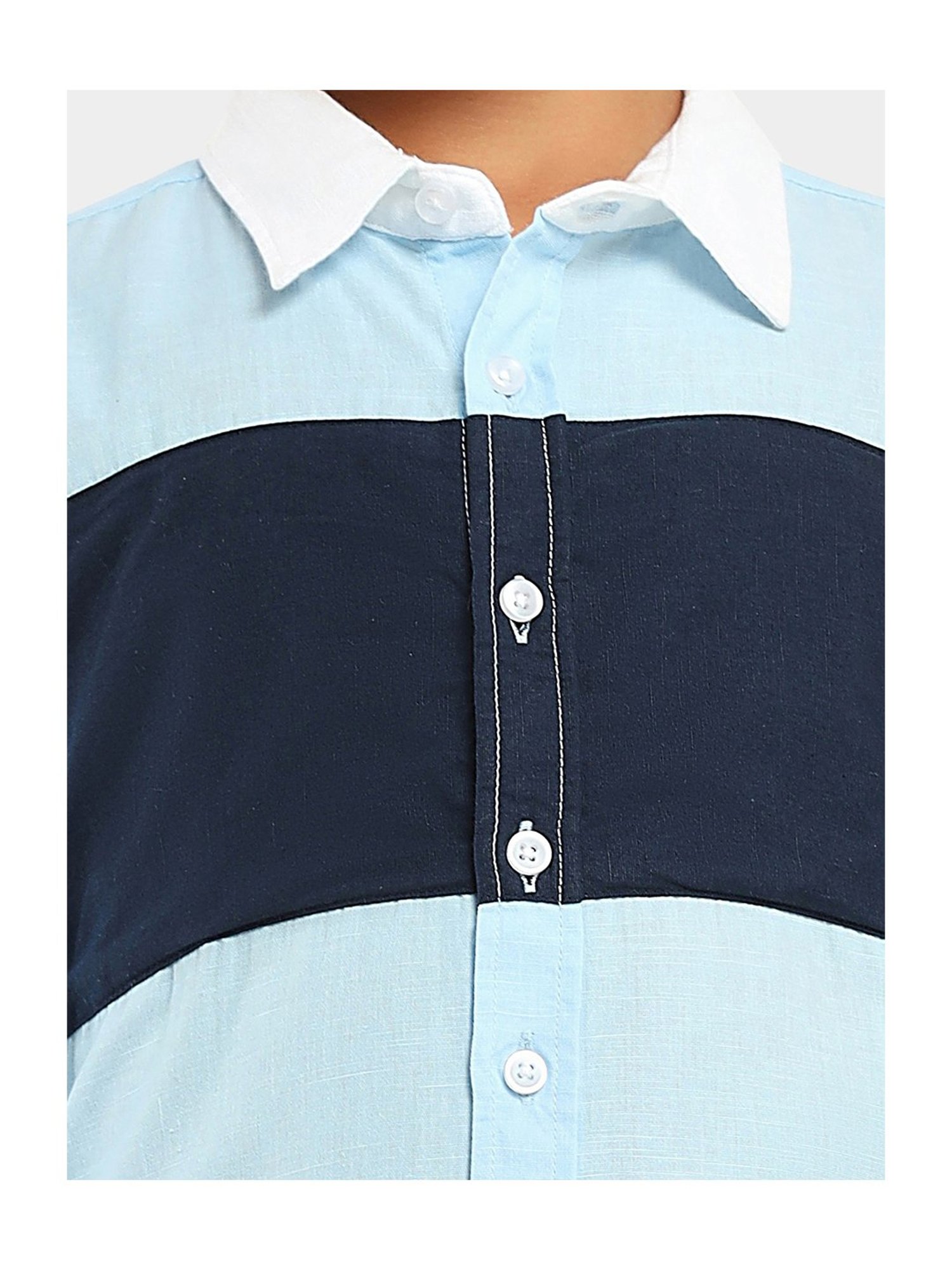 LilPicks Kids Blue Color Block Shirt