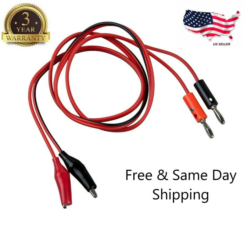 New 3FT Alligator Probe Test Lead Clip to Banana Plug Probe Cable for Multimeter