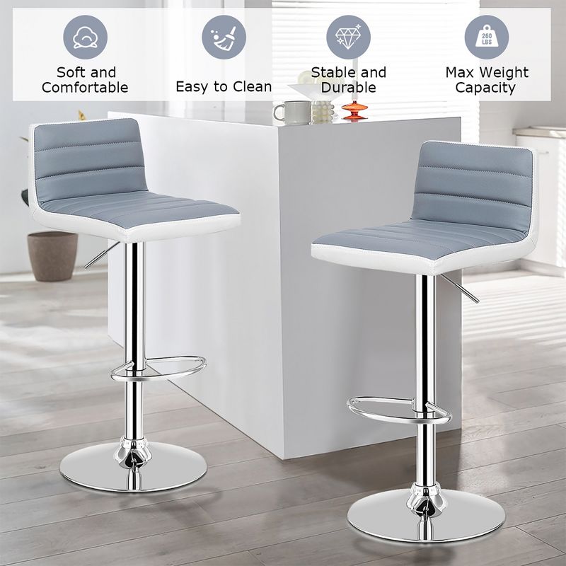 Costway Set of 4 Bar Stools Adjustable Barstool PU Leather Swivel Pub Chairs Armless New