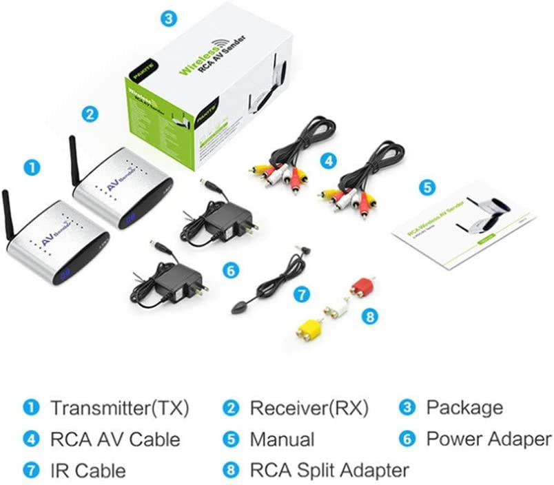 2.4GHz Wireless AV Transmitter Receiver Audio Video Sender with IR Signal Extension Wire for TV Set Box DVD IPTV 100m Range Digital Wireless STB Sharing device