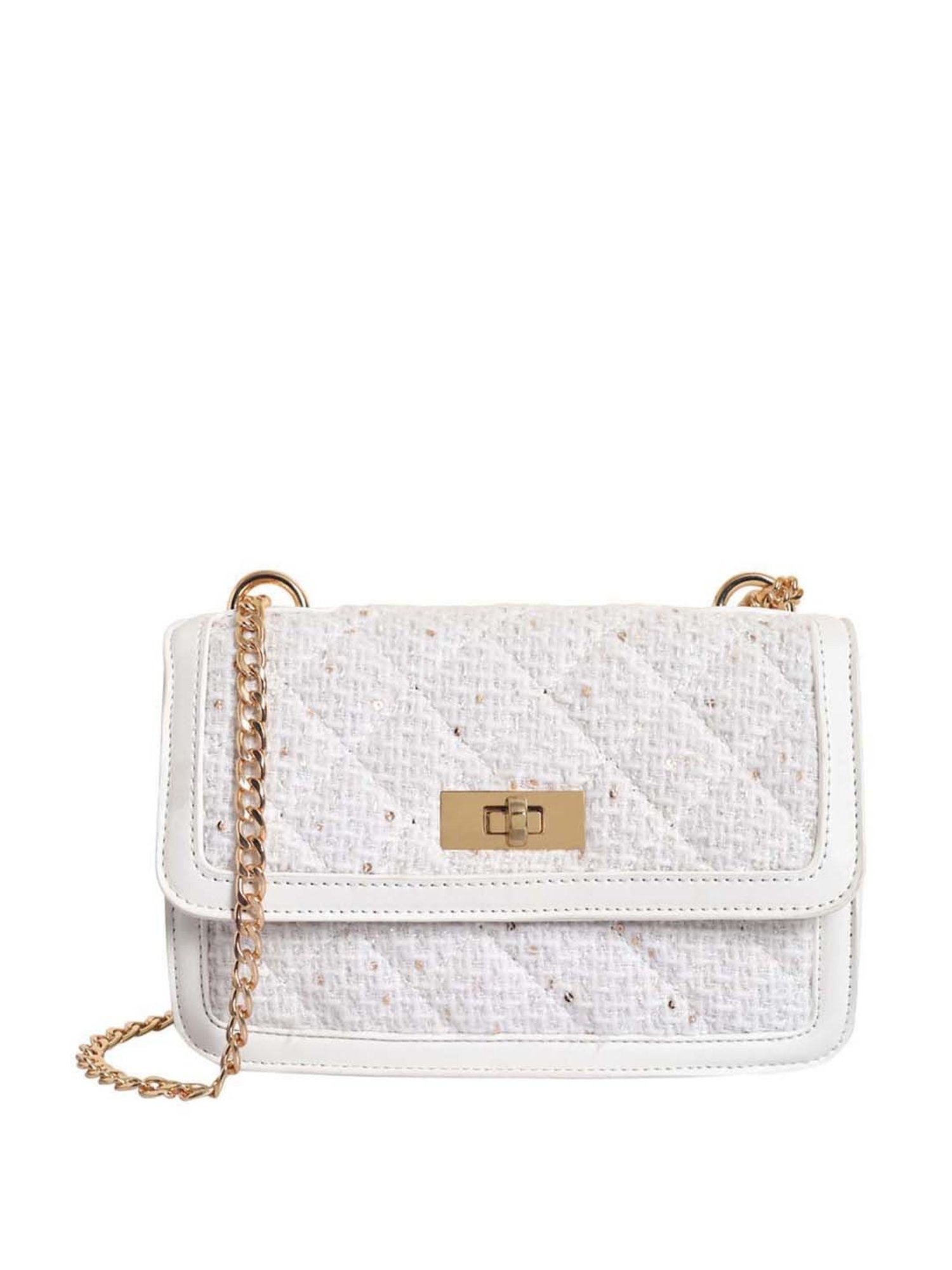 Lino Perros White Textured Medium Sling Handbag
