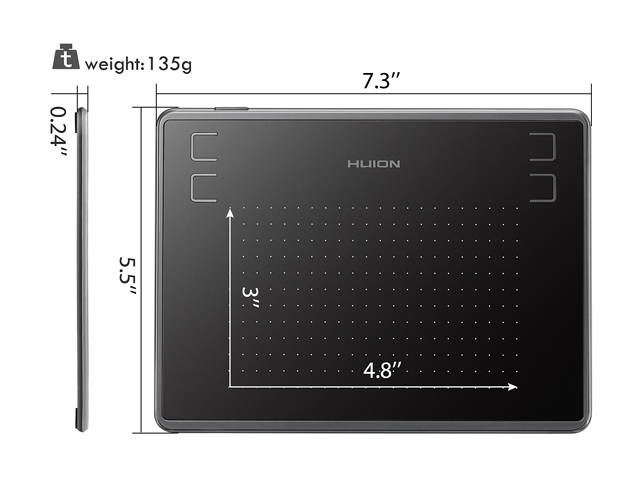 Huion Inspiroy H430P Graphics Drawing Tablet 4.8 x 3 inches with Battery-Free Pen Recognize 4096 Pen Pressure with a Glove