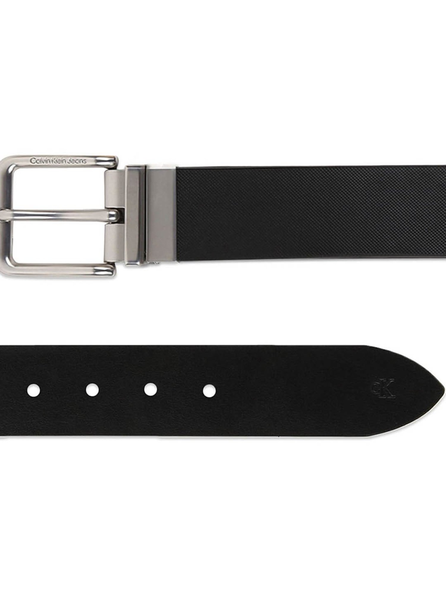 CALVIN KLEIN Black CLASSIC RO Textured Leather Reversible Belt