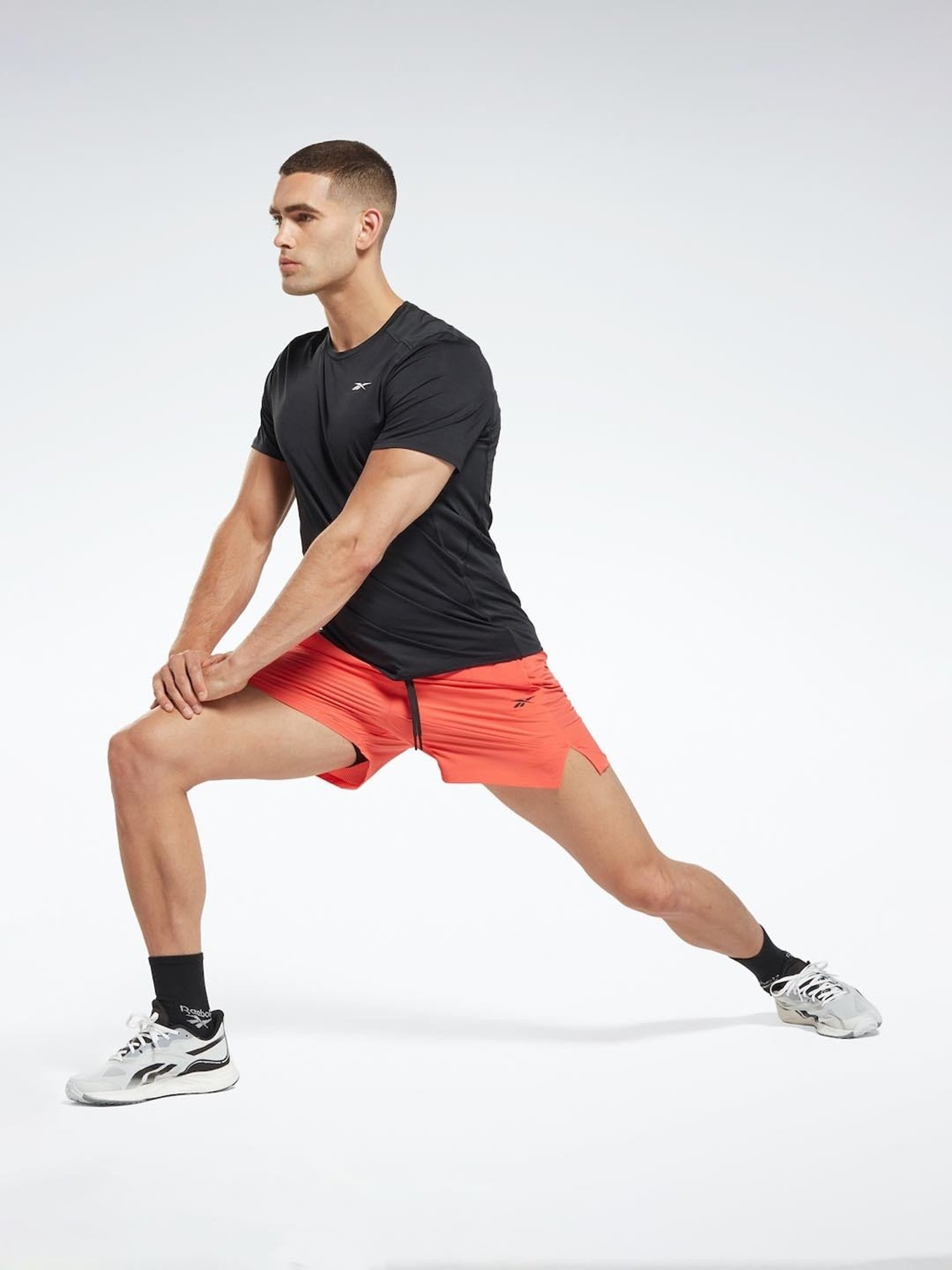 Reebok Orange Regular Fit Checks Sports Shorts